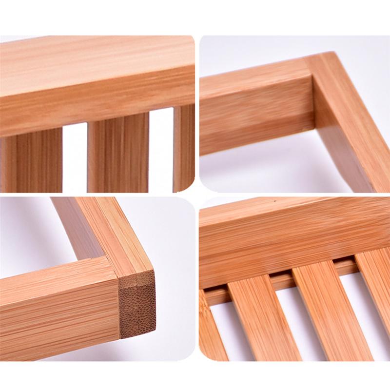 Natural Bamboo Wooden Bathtub Caddy Tray with Rails Ideal Shower Organizer Rack for Bathroom