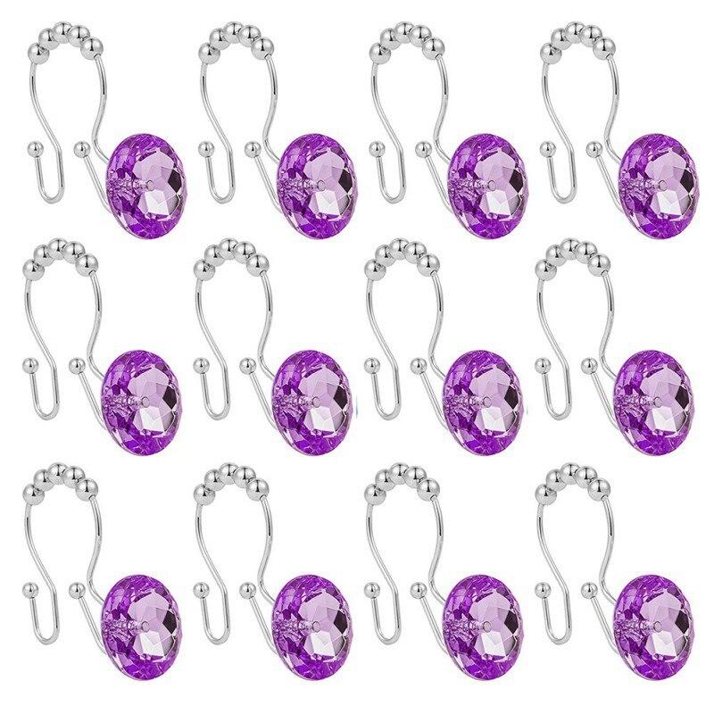 Cortina de ducha de 30mm, ganchos dobles ostentosos, anillos de acrílico decorativo estrás, cristal rodante, baño, 12 Uds.: Z