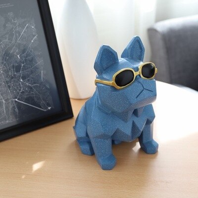 Hucha creativa nórdica geométrica Origami gafas de resina perro de la suerte hucha decoración del hogar hucha Decoración: B Medium size
