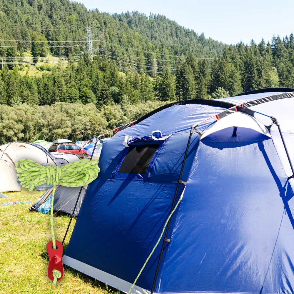 6 pièces 4 mètres Guyline tente corde corde réfléchissante tente cordon avec 2-Eye corde tendeurs pour Camping randonnée sac à dos (vert): Green