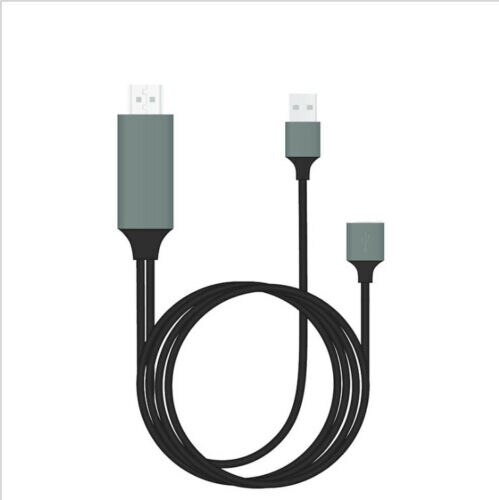 Universal hdmi spejling kabel telefon til tv hdtv 1080p adapter til iphone/ipad/android type-c til hdmi: Sort