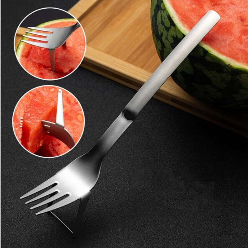 Multifunctionele Rvs Watermeloen Slicer Cutter Mes Corer Fruit Groente Vork Gereedschap Keuken Gadgets Accessoires