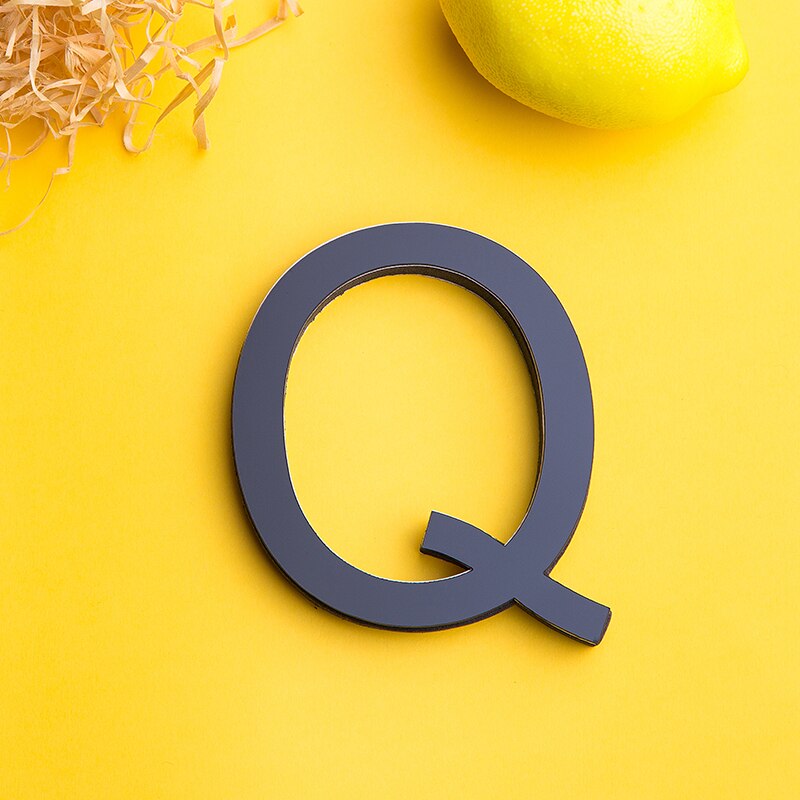 Zwart Engels Letters 3D Spiegel Muurstickers Home Decor Voor Woonkamer Slaapkamer Behang Peel &amp; Stok Spiegel Acryl Poster: Q