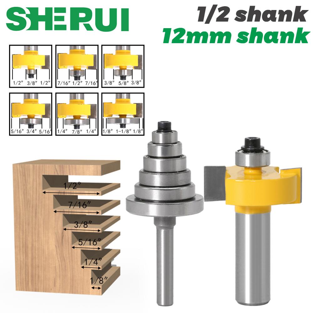 Rabbet Router Bit Met 6 Lagers Set-1/2 "Shank 12 Mm Schacht Houtbewerking Cutter Tenon Cutter Voor Houtbewerking gereedschap