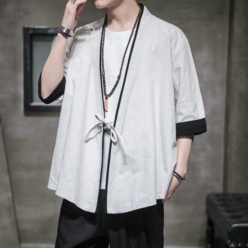 Traditional chinese clothing for men Oriental male bomber jacket kung fu wushu clothing Chinese linen shirts men KK001