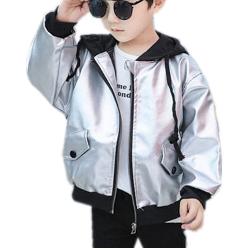 Kids Sport Leren Jas Herfst Jongens Meisje Hoodies Jas Reflecterende Zilveren Lange Mouwen Bovenkleding Ademende Unisex Windjack 3-9Y: 5