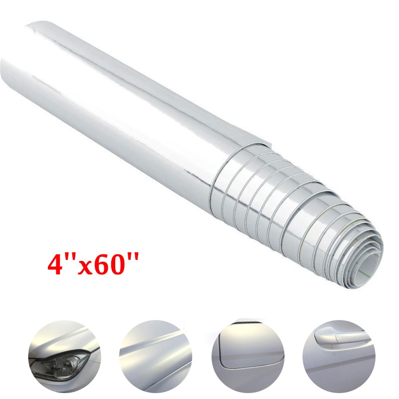 152 x 10cm Chrome Silver Car Waterproof UV Protected Sticker Auto Mirror Vinyl Wrap Film Motorcycle Decal Sheet 4x60 inch