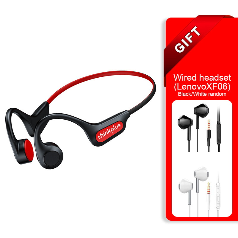 Lenovo X3 Pro Bluetooth 5.3 Bone Conduction Earphones Ear-hook Music Hifi Sports Waterproof Headset with Mic Wireless Headphones: Black with xf06