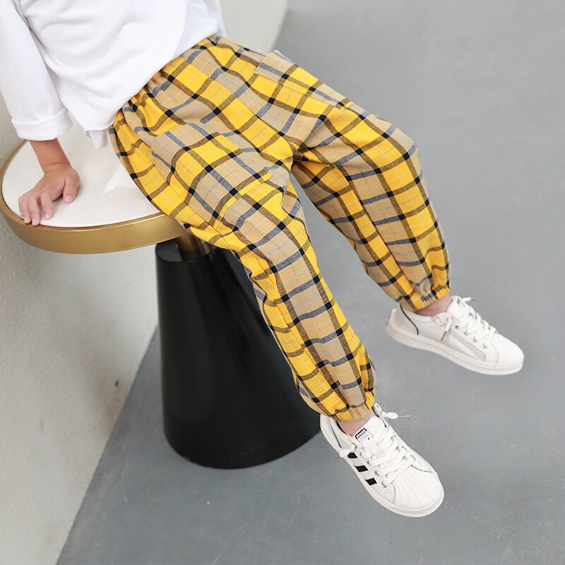 Tienerjongens broek herfst casual sport losse retro kinderen jongens geruite broek student kinderen broeken 6 8 10 12 jaar