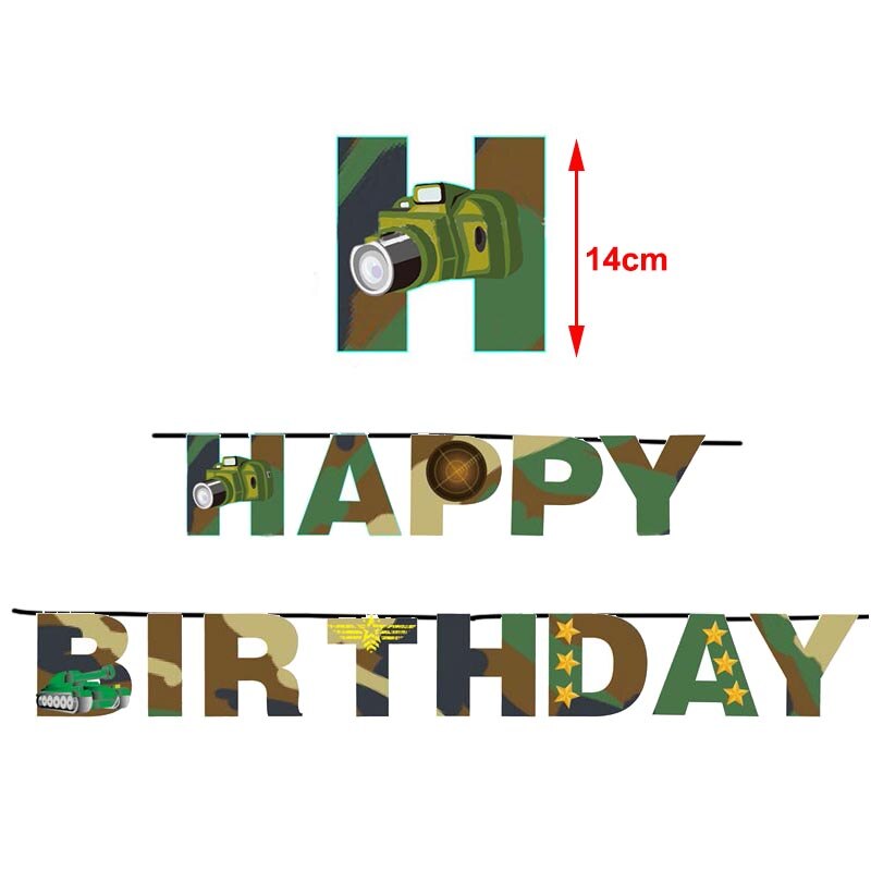 Camouflage Themafeest Decoraties Army Wegwerp Servies Cup Servetten Banners Baby Shower Kids Camo Verjaardag Feestartikelen: Banner2