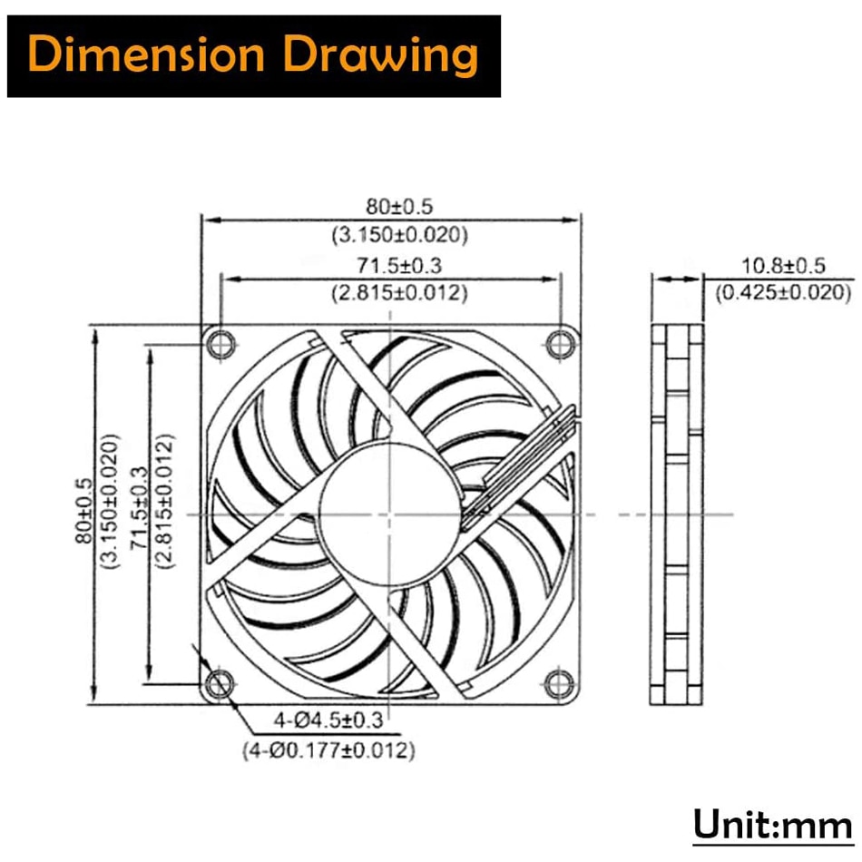 Cooling Fan 5V 2 Pin 80x80x10mm Pc Computer CPU System Heatsink Brushless Cooling Fan 8010