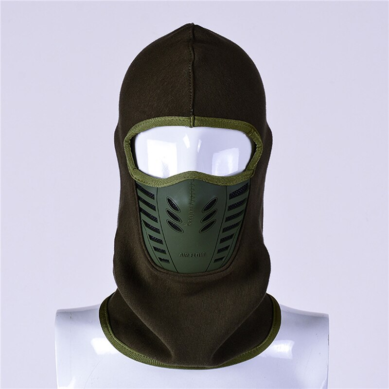 Full Face Winter Face Covers Neck Protection Fleece Thicken Thermal Face Scarf Windproof Warm Face Hat With Ventilate Hole: ArmyGreen