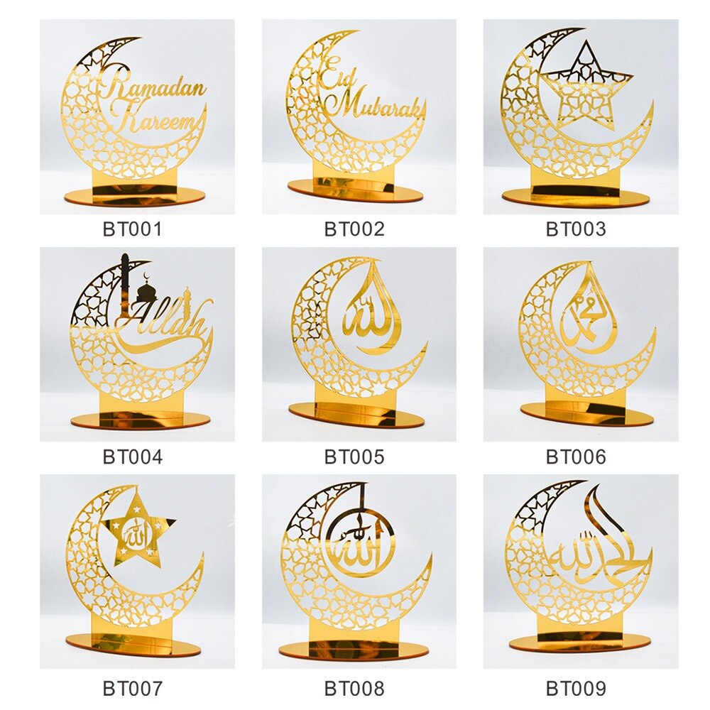 Ramadan dekoration glad eid mubarak islam akryl månestjerne skrivebordspynt hajj islamisk muslimsk festival festdekoration