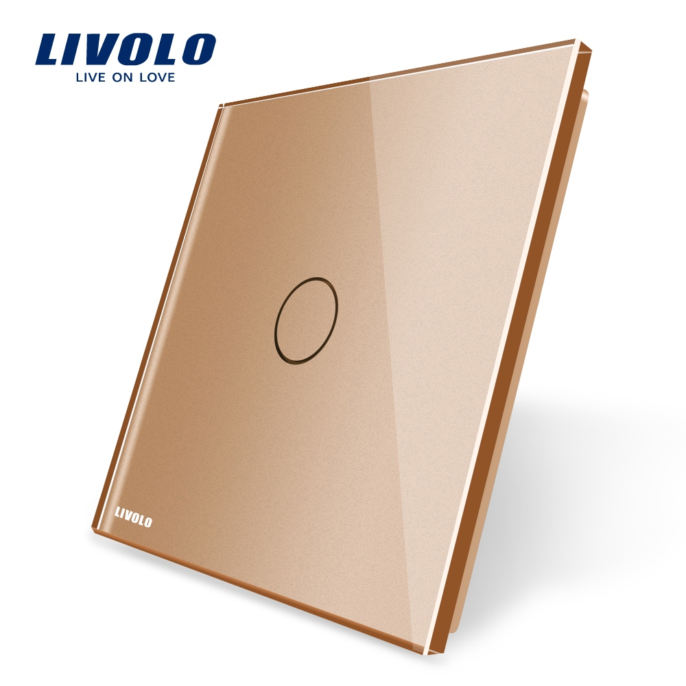 Livolo lyxigt vitt pärlkristallglas, eu -standard, enda glaspanel för 1 gängspeksknapp, vl -c7-c1-11 (4 färger), ingen strömbrytare