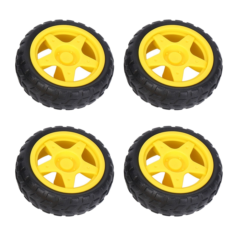 8 pcs for arduino smart car robot plastic tire wheel with  dc 3-6v gear motor