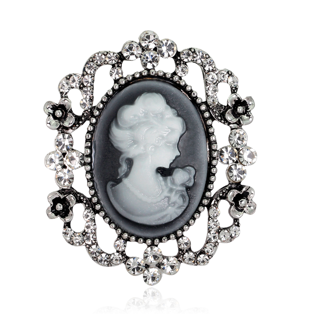 Estilo Vintage victoriano camafeo de Reina antiguo boda belleza broche Pin joyería: Color oro puro