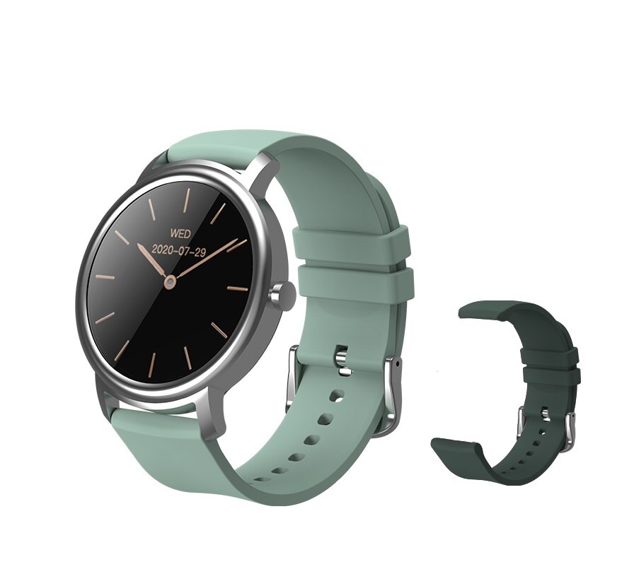 Mibro ar relógio inteligente android ios relógio de fitness ip68 à prova dip68 água bluetooth 5.0 monitor sono freqüência cardíaca rastreador smartwatch: Silver Add DarkGreen