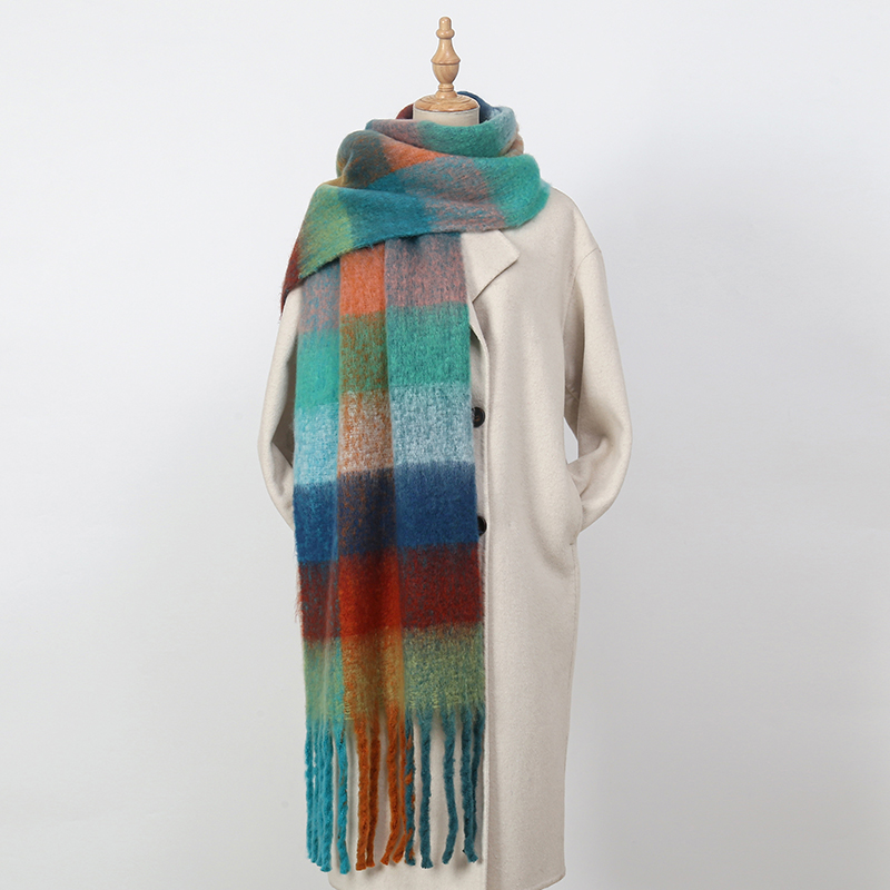 Winter dikke warme sjaal dames kasjmier sjaal en omslagdoeken pashmina halsdoek bufanda dames regenboog harige tessel echarpe