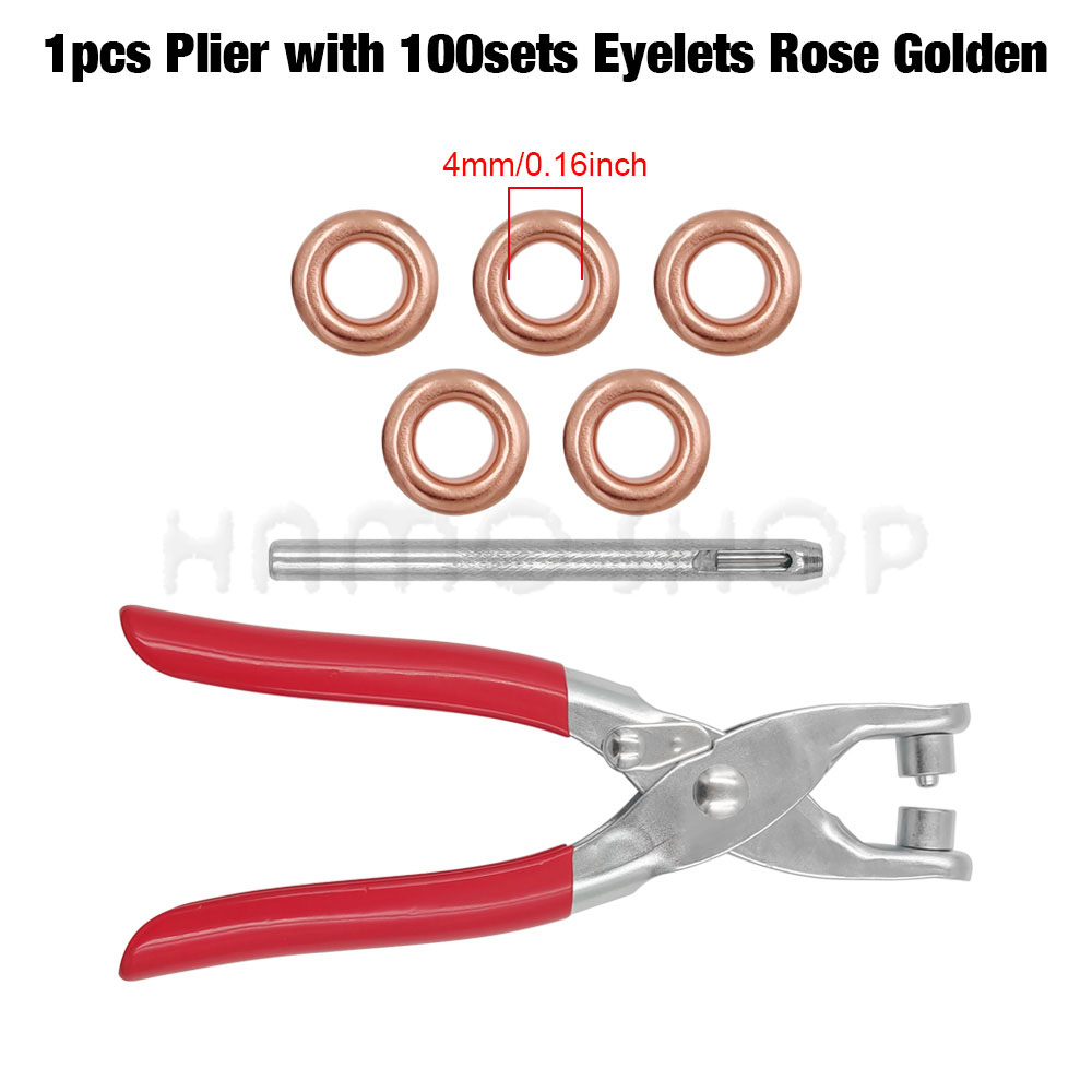1 einstellen Ösen-Ösen-Zangen-einstellen, Ösen-See-Zangen-einstellen mit 100 setzt 4 mm Metallösen, Ösen-Werkzeug-einstellen für Lederhandwerk: Schwarzes Nickel