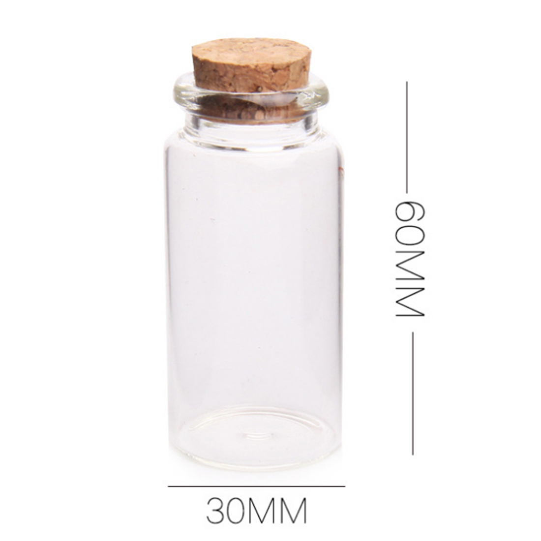 2 stk 30*60mm 25ml glasflasker ønsker flaske tomme prøveopbevaringsglas med korkprop - gennemsigtig