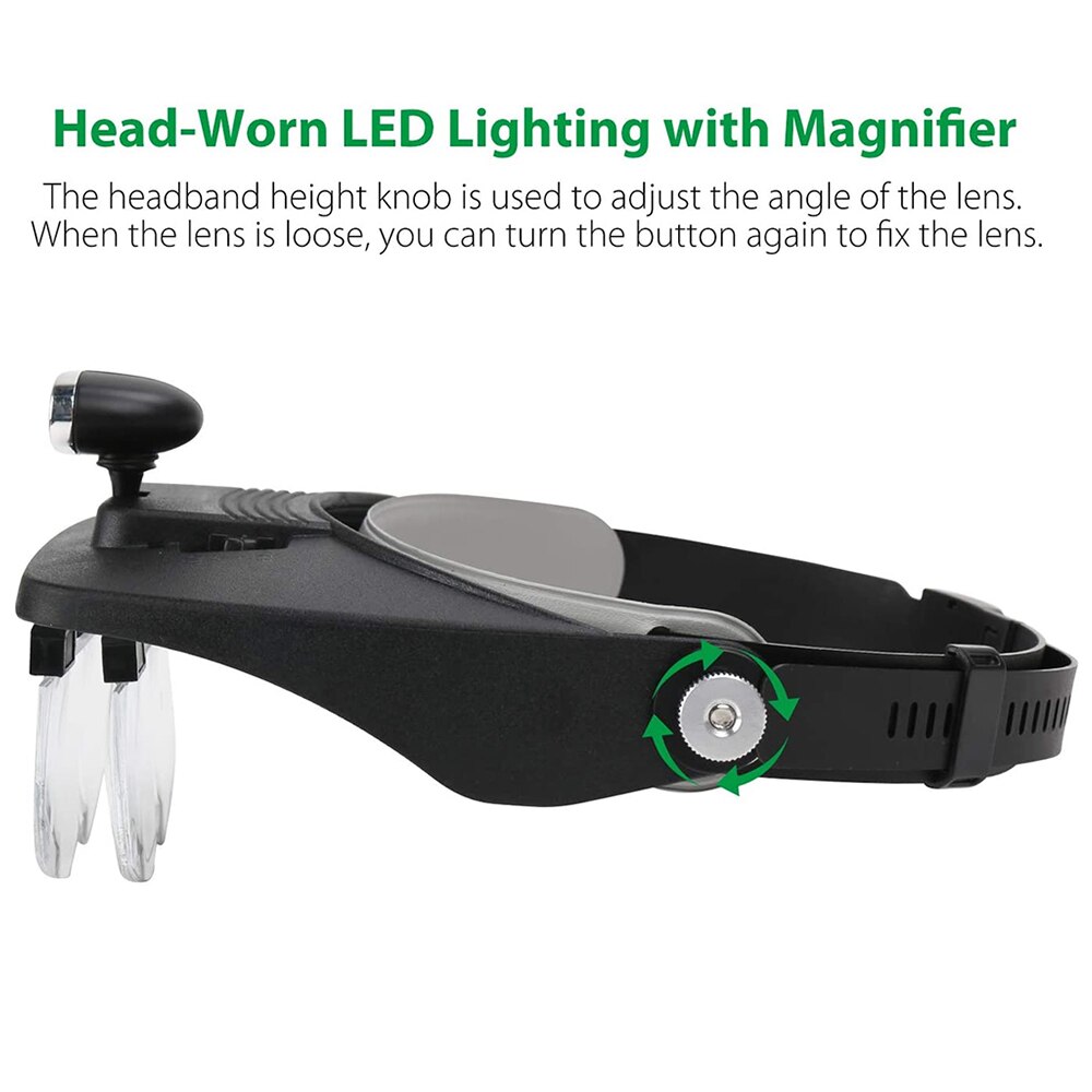 Head Mounted Illuminating Glasses Magnifier with 2 Led Lights 4 Adjustable Lens Loupe Magnifying Glass For Tool Repai Toys
