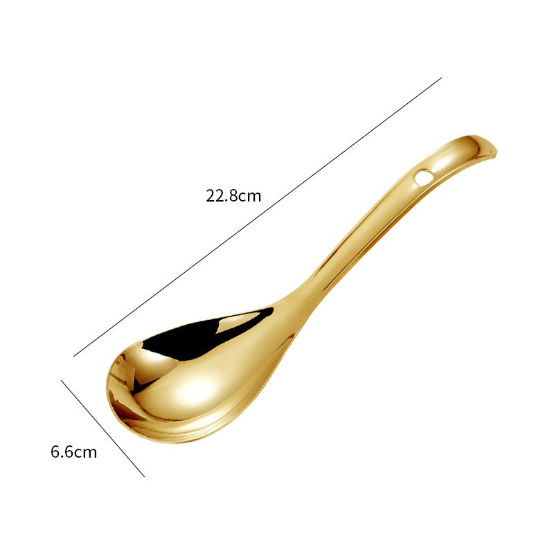 Cuchara para sopa de arroz, cucharón grande de acero inoxidable, vajilla para servir, utensilios de cocina para accesorios de cocina: Gold