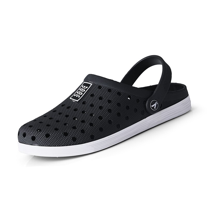 Slip on casualowe sandały mężczyźni szybkoschnący oddychająca dziura plaża buty do wody basen rybacki nadmorskie buty do wody kapcie Plus rozmiar: blackwhite / 45