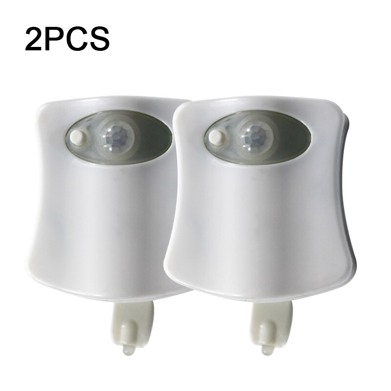 Bevægelsessensor led natlys badeværelse toilet smart pære pip 8 farve vandtæt wc lampe 4.5v: 2 stk