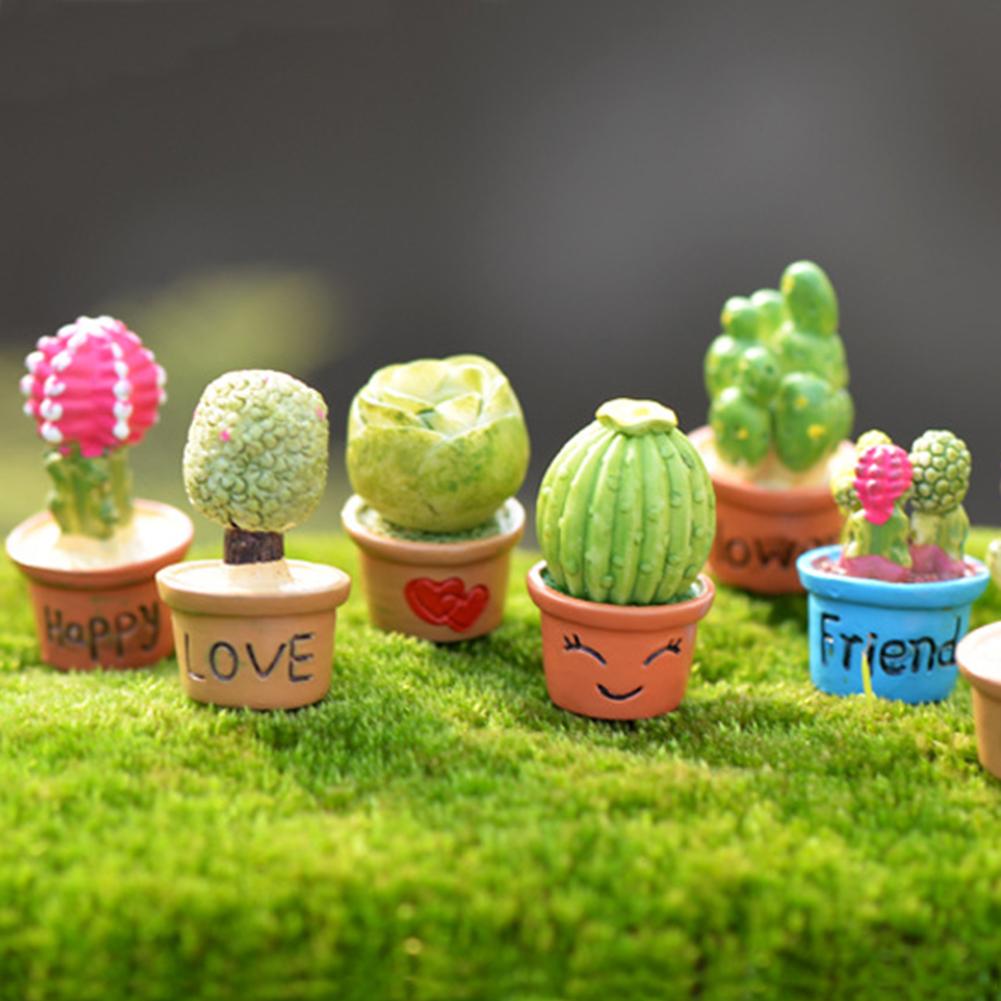 1pc søde små kunstige planter i harpiks i potte, blomst kaktus miniature dukkehus indretning gør det selv dekoration gård & have indretning