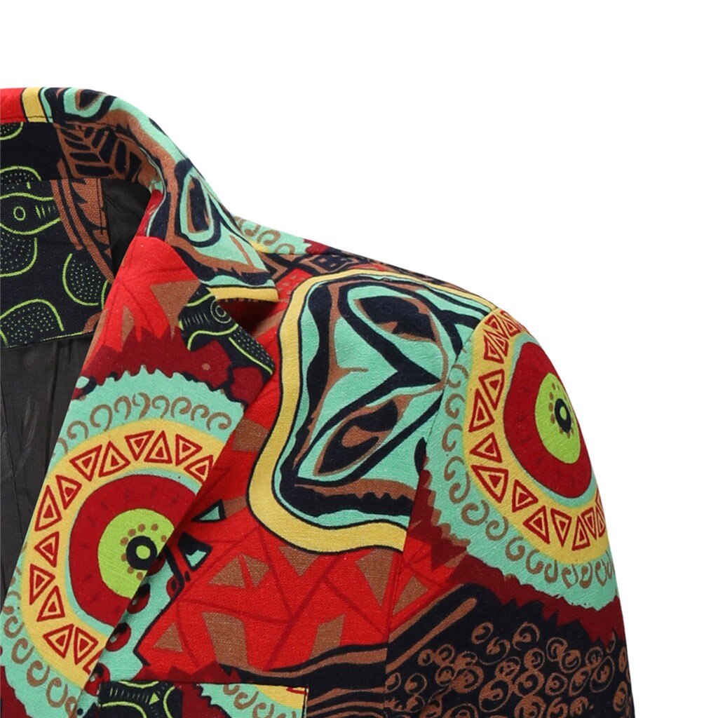 Winter Jacket Men jaqueta masculino Casual Vintage Ethnic Printed Dress Floral Suit Slim Fit Blazer Jacket casacas para homb #Y7