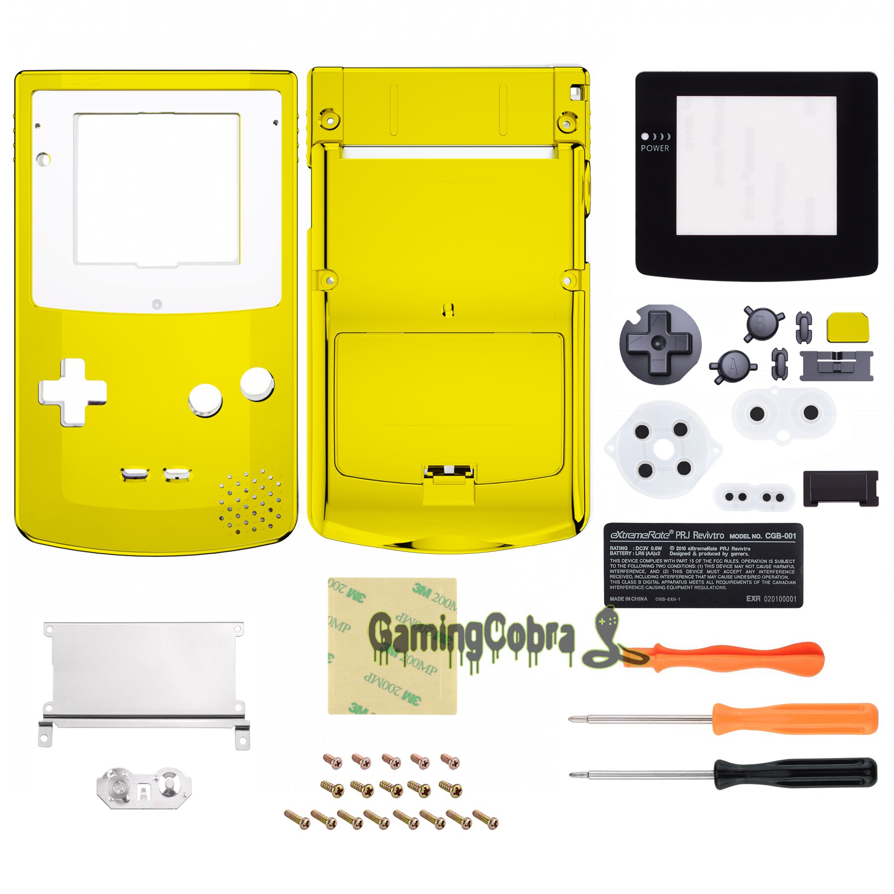 Ips Klaar Verbeterde Gbc Vervanging Volledige Shell W/Knoppen Voor Gameboy Color-Compatibel Met Zowel Ips & Standaard lcd: Chrome Gold