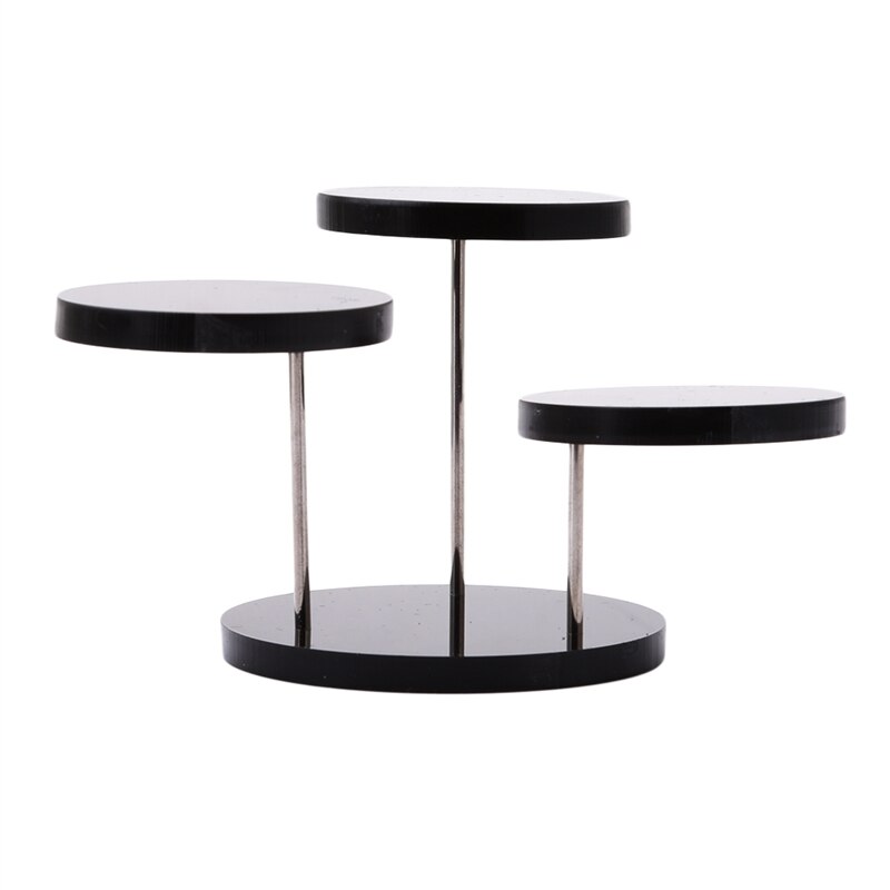 Acryl Sieraden Display Stand - Drie Ronde Draaibare Plateau's voor Ringen, Oorbellen, Kettingen: Zwart