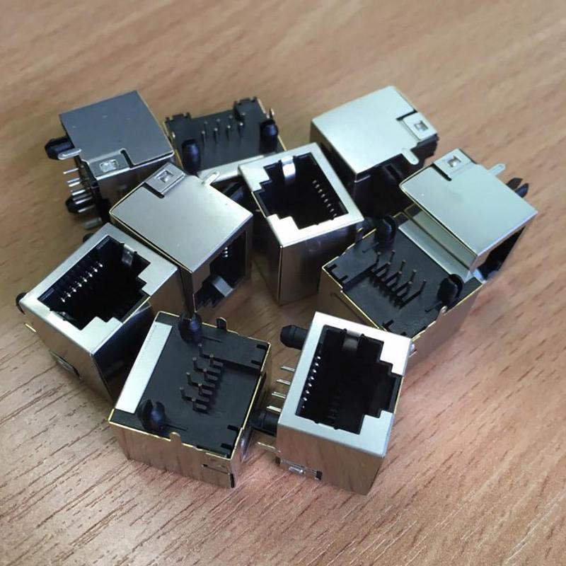 10pcs / Set Rj45 8pin 8p 8c Female Plug Ethernet Network Connectors Single Pcb 8p8c Port Rj45 Mount Network G0a7
