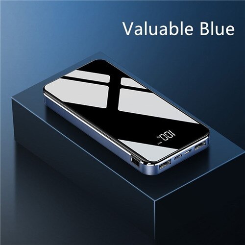 Powerbank 30000 mah, tragbares ladegerät, externer akku, schnellladefunktion mit led-digitalanzeige, schnellladefunktion für smartphones: Blau
