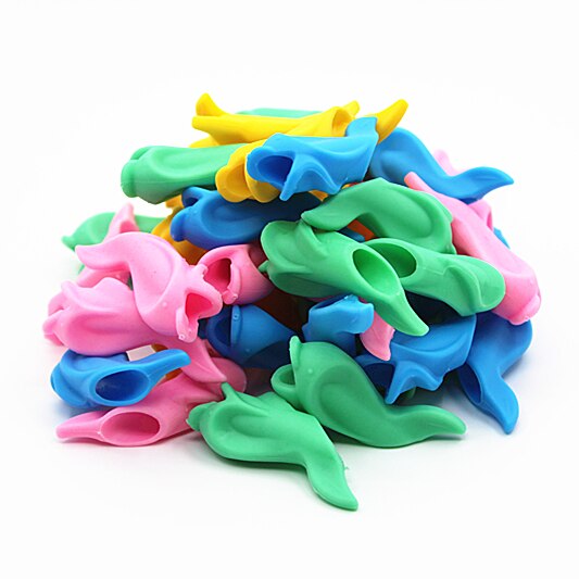 50pc ergonomic pen Pencil Grip Boy Girl Universal Handwriting Aid accesory Occupational Therapy Kids Pen Control Right Silicone