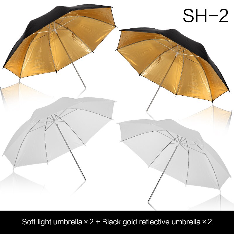 Foto Studio Regenschirm einstellen 33 "84 cm Weiß Gold Schwarz Weiches Licht Regenschirm + Dual-benutzen-4 Stück fotografie Zubehör: Ursprünglich Titel