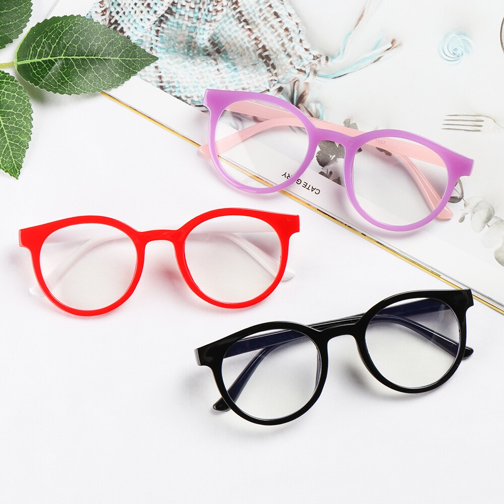 Kids Boys Girls Anti-blue Light Glasses Round Ultra Light Frame Game Glasses Computer Protection Anti-fatigue Eyeglasses