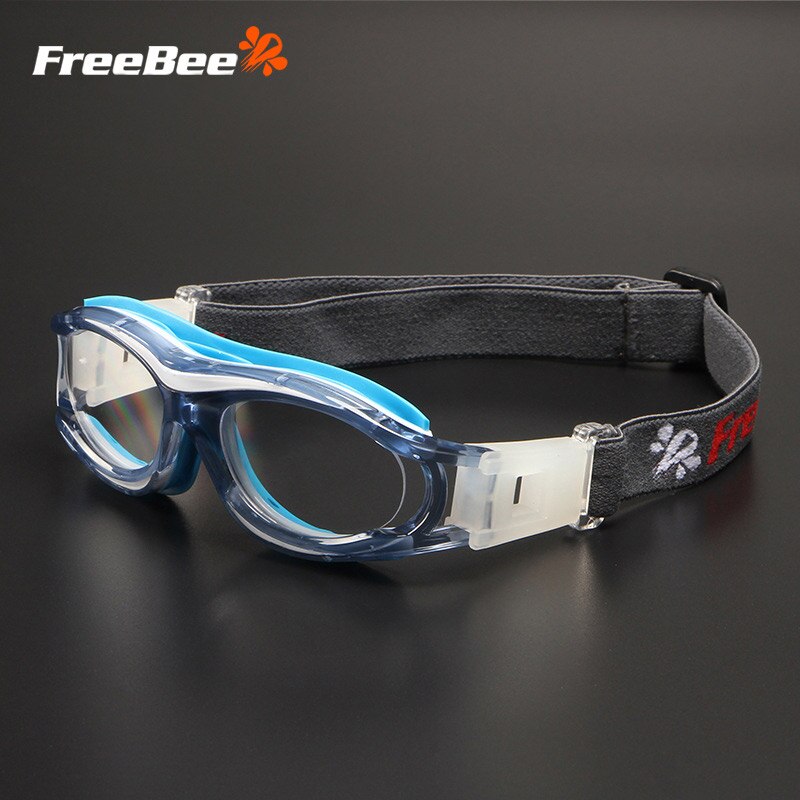 Freebee børn beskyttelsesbriller anti-slag stødsikker udendørs sport basketball fodbold briller pc linse beskyttende briller: Blå