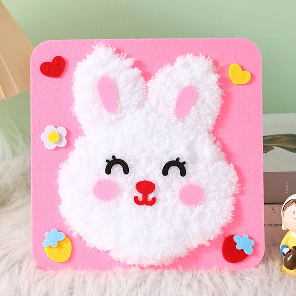Handmade Wool Embroidery Children's Handmade Plush Sewing Board DIY Sewing Plush Animals Educational Craft Kit: plum