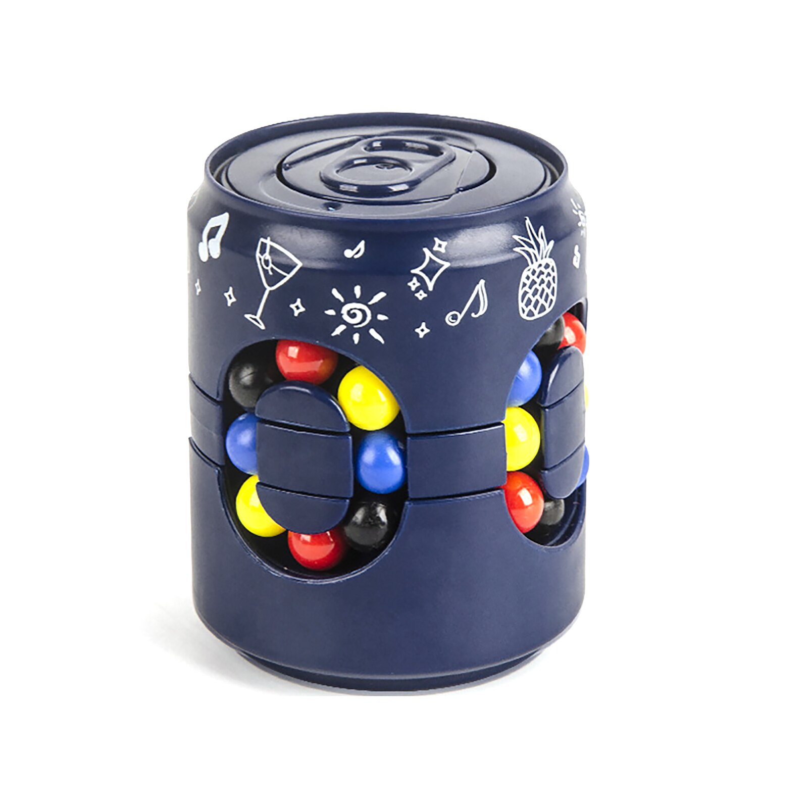 Can Cube Top Magic Colorful Beans Finger Spinning Relieves Stress Decompression Tool For Children And Adults: Navy Blue