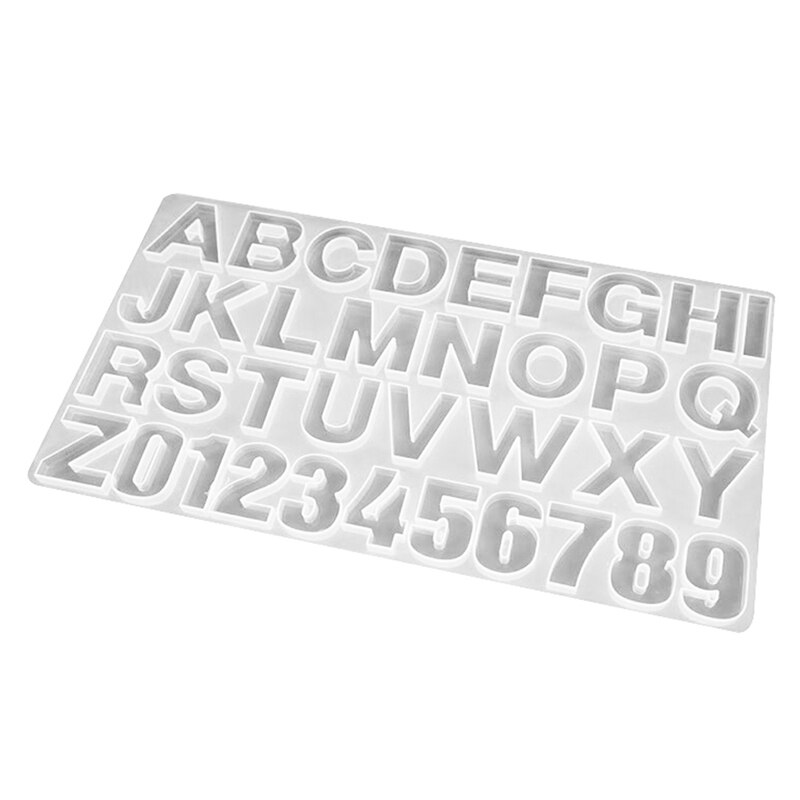 Bokstavsform alfabet och siffror silikonformar initial form stor klar hartsform epoxiharts hantverksmaterial  (36 hålrum)