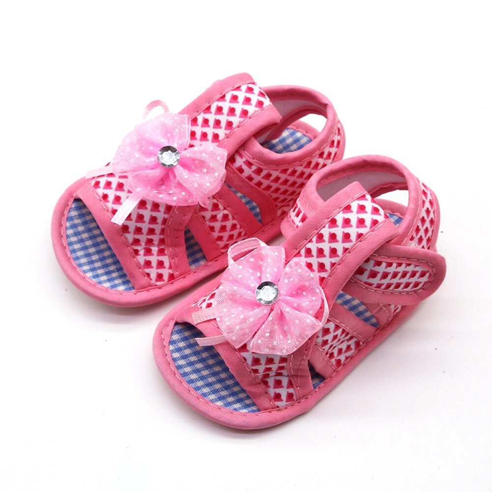 Sandales d'été en coton pour -né fille, chaussures de princesse à semelles souples, motif de fleurs creuses: P / 13
