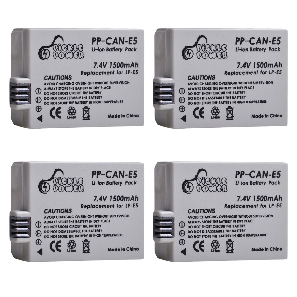 LP-E5 LPE5 LP E5 Camera Battery + LED Daul USB Charger for Canon EOS 1000D 500D 450D Kiss X3 X2 F EOS Rebel XS XSi Rebel T1i.: 4 Battery