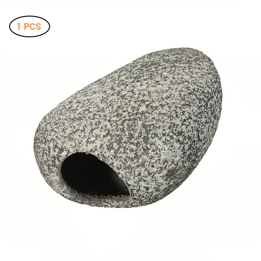 1pc Stones For The Aquarium Ceramic Rock Cave Fish Tank Stone Aquarium Decoration With 2 Holes