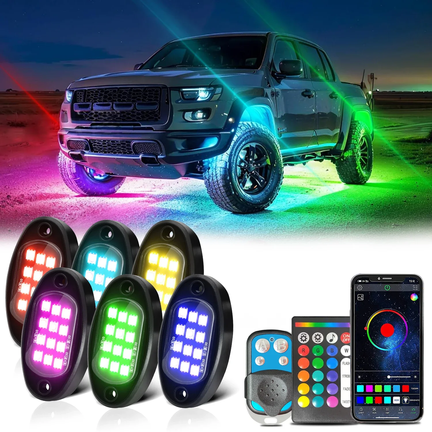 Car LED Chassis Strip PCB Flexible LED for APPAmbient Holding LED Decorative Chassis 4x4 Off-road Ambient Lighting 4/6/8 in 1: Warm White