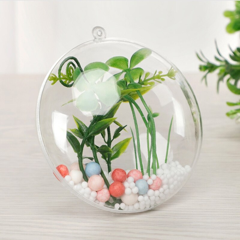 Q9QF 5Pcs Oblate Shape Clear Plastic Ornament 3.5 Inch Christmas Fillable Display Hanging Flat Balls Bauble Box DIY Craft Xmas
