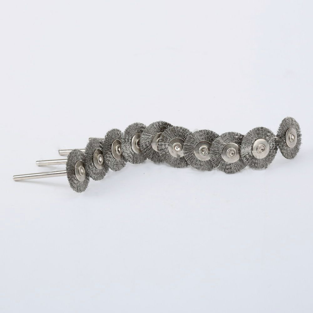 Accessoires Dremel, brosse rotative en acier de 22mm, brosses à roue métallique Dremel pour meuleuse, outil rotatif pour Mini perceuse de polissage 10 pièces
