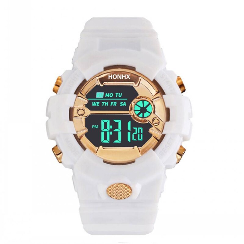 White Gold Digital Watches Round Women Men Watches Sports Waterproof Electronic Watch Reloj Mujer Luminous Clock