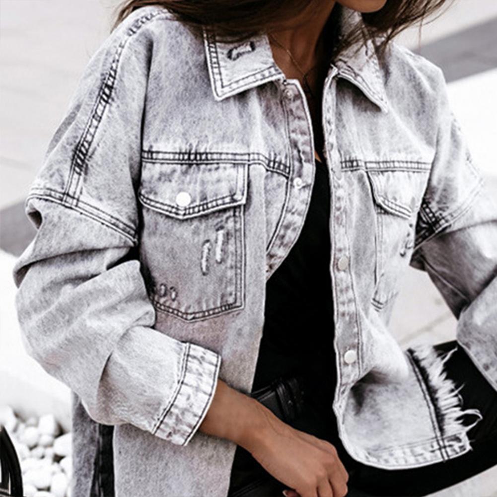Spring Autumn Thin Solid Denim Jacket Casual Breathable Women Top Light And Comfortable High Street Style Coat