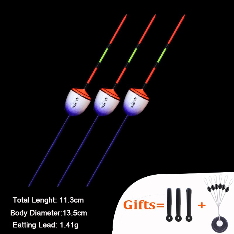 3pcs/Lot Fishing Floats Shrimp Floaters Grass Pond Ice Fishing Bobbers Fresh Water Balsa Wood Fishing Tackle Accessory: Blue